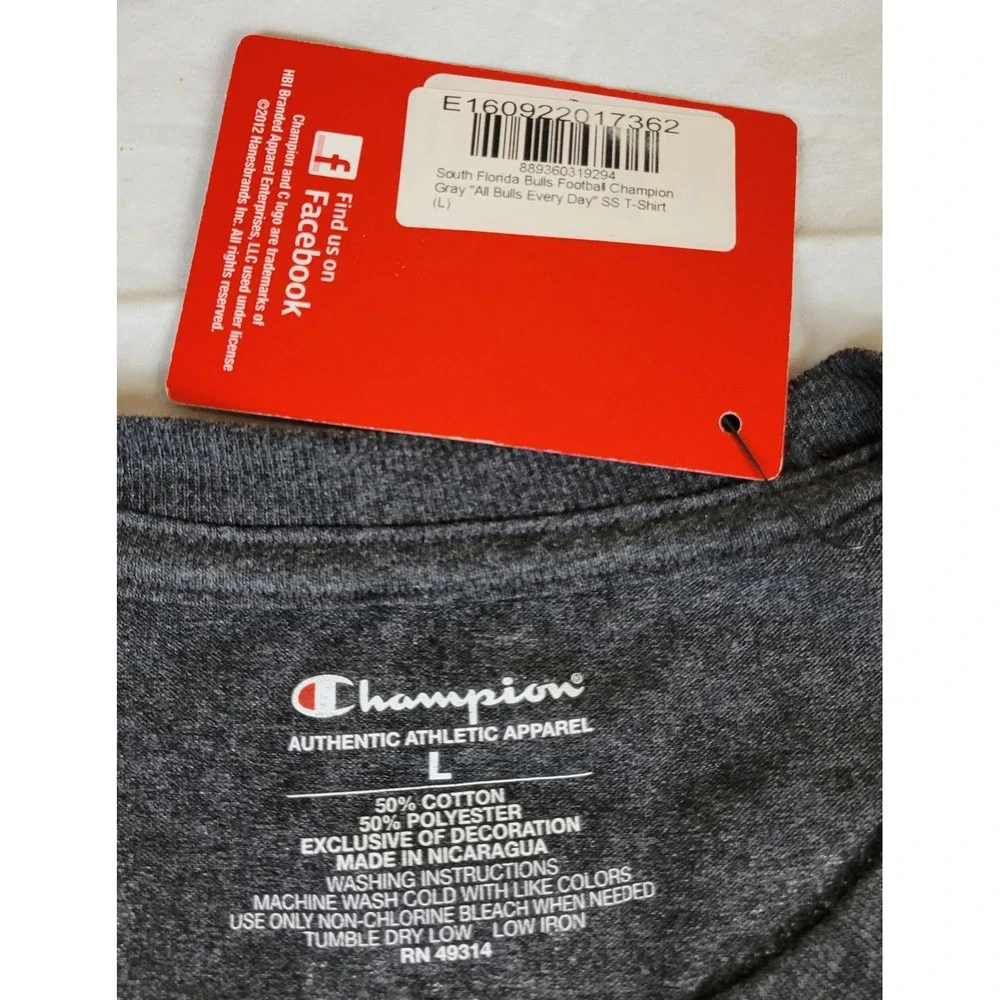 Champion USF Bulls Football T-Shirt Mens Large Gray All Bulls Every Day NCAA NEW - Picture 4 of 6